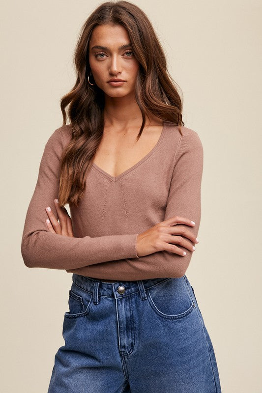 Ribbed Sweater Top - Mocha-Sweater- Hometown Style HTS, women's in store and online boutique located in Ingersoll, Ontario