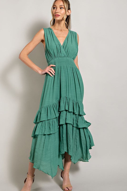 Ruffle Maxi Dress - Sage-Dress- Hometown Style HTS, women's in store and online boutique located in Ingersoll, Ontario