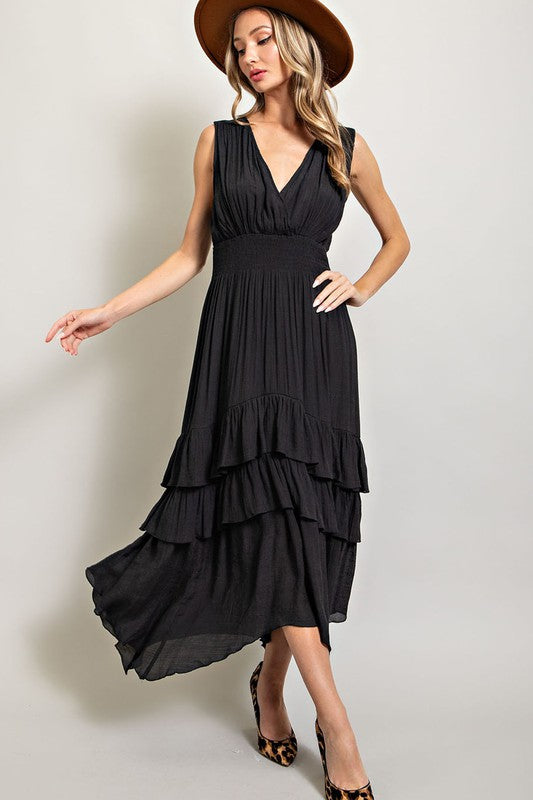 Ruffle Maxi Dress - Black-Dress- Hometown Style HTS, women's in store and online boutique located in Ingersoll, Ontario