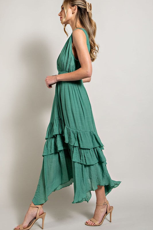 Ruffle Maxi Dress - Sage-Dress- Hometown Style HTS, women's in store and online boutique located in Ingersoll, Ontario