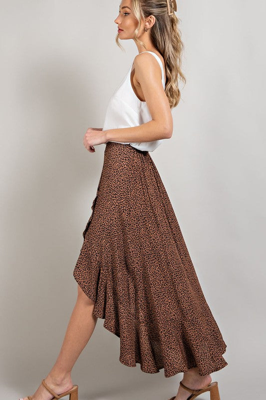 Midi skirt with open slit - Brown-skirt- Hometown Style HTS, women's in store and online boutique located in Ingersoll, Ontario