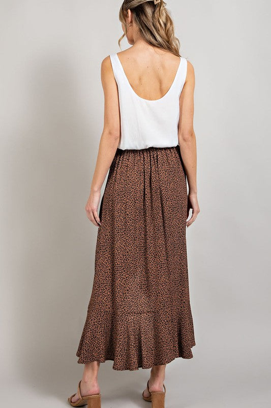 Midi skirt with open slit - Brown-skirt- Hometown Style HTS, women's in store and online boutique located in Ingersoll, Ontario
