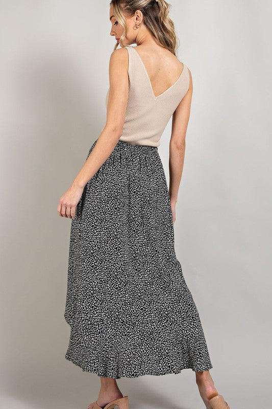 Midi skirt with open slit - Black-Skirt- Hometown Style HTS, women's in store and online boutique located in Ingersoll, Ontario