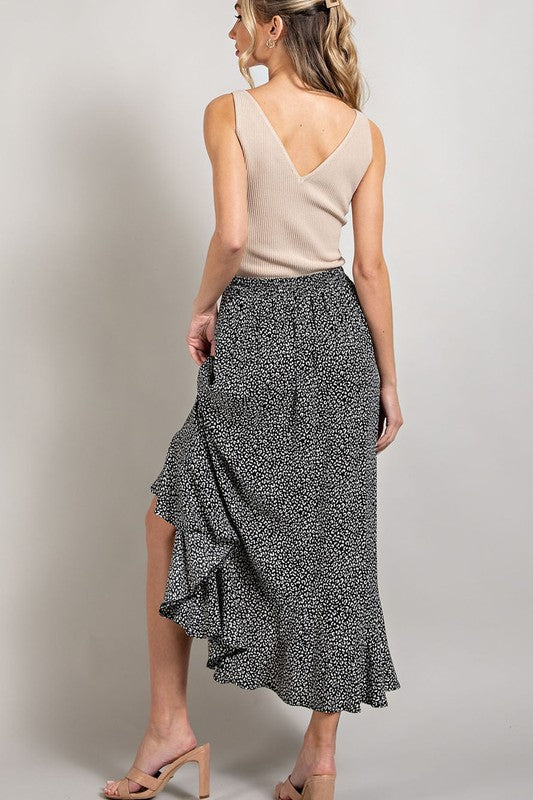 Midi skirt with open slit - Black-Skirt- Hometown Style HTS, women's in store and online boutique located in Ingersoll, Ontario