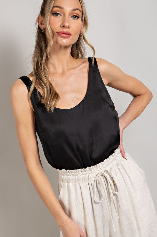 Satin Cami - Black-Tops- Hometown Style HTS, women's in store and online boutique located in Ingersoll, Ontario