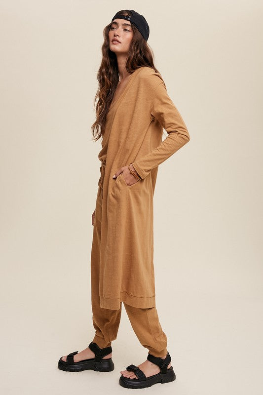 Jumpsuit with long on sale cardigan