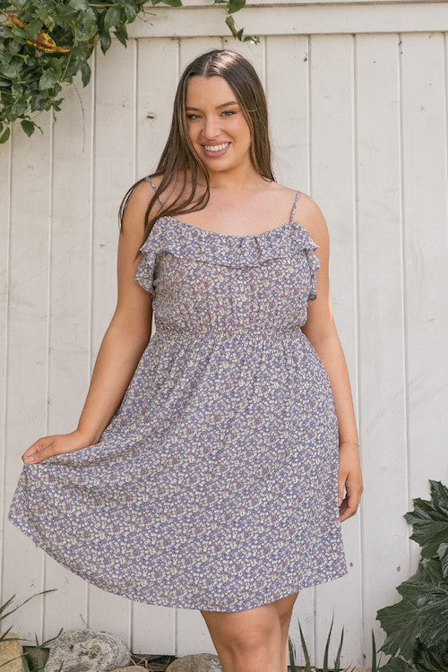 Ditsy Floral Mini - Blue - EX-Dress- Hometown Style HTS, women's in store and online boutique located in Ingersoll, Ontario