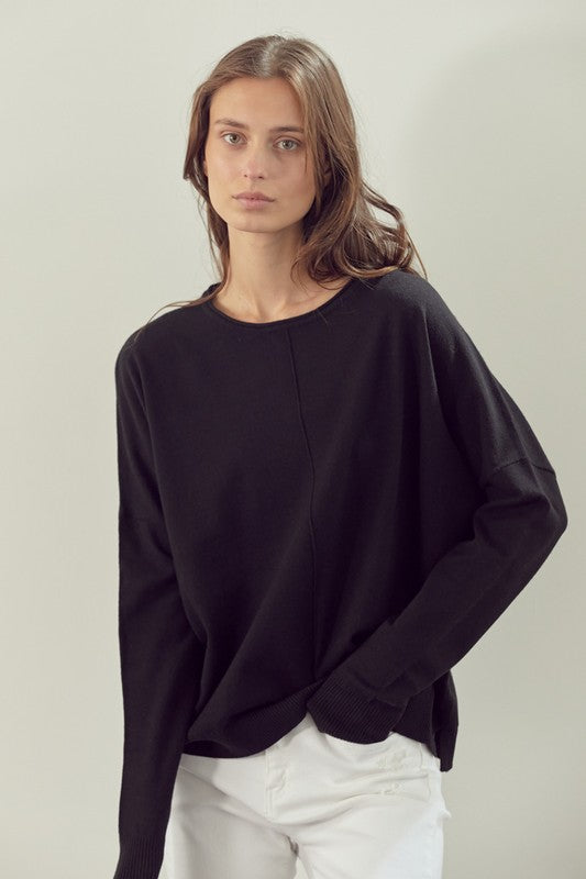 Essential Pullover Round neck - Black-Sweater- Hometown Style HTS, women's in store and online boutique located in Ingersoll, Ontario