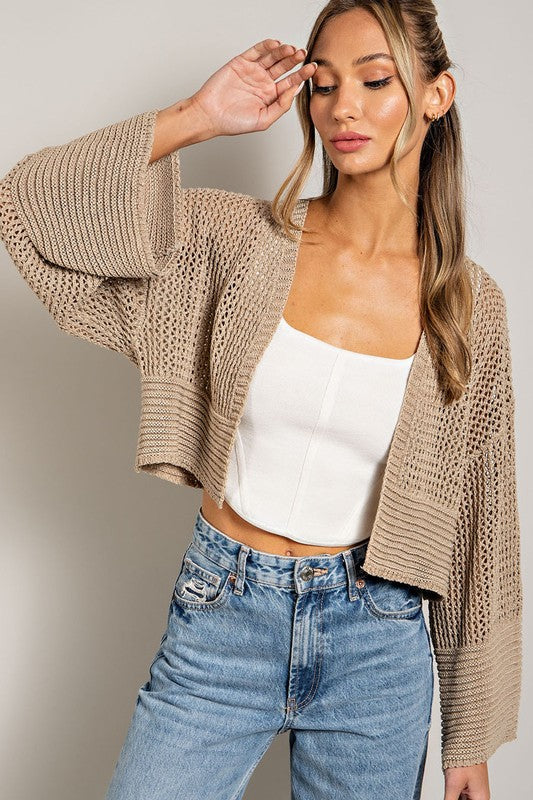 Cropped Eyelet Cardigan - Coco-cardigan- Hometown Style HTS, women's in store and online boutique located in Ingersoll, Ontario