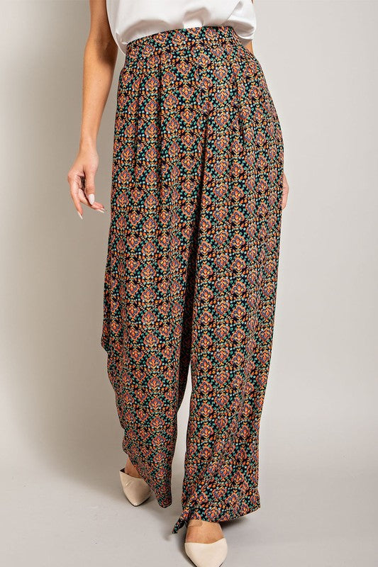 Printed Straight Leg Pants - Navy-Pants- Hometown Style HTS, women's in store and online boutique located in Ingersoll, Ontario