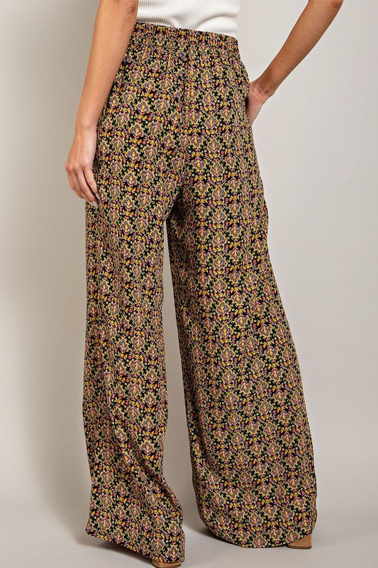 Printed Straight Leg Pants - Black-Pants- Hometown Style HTS, women's in store and online boutique located in Ingersoll, Ontario