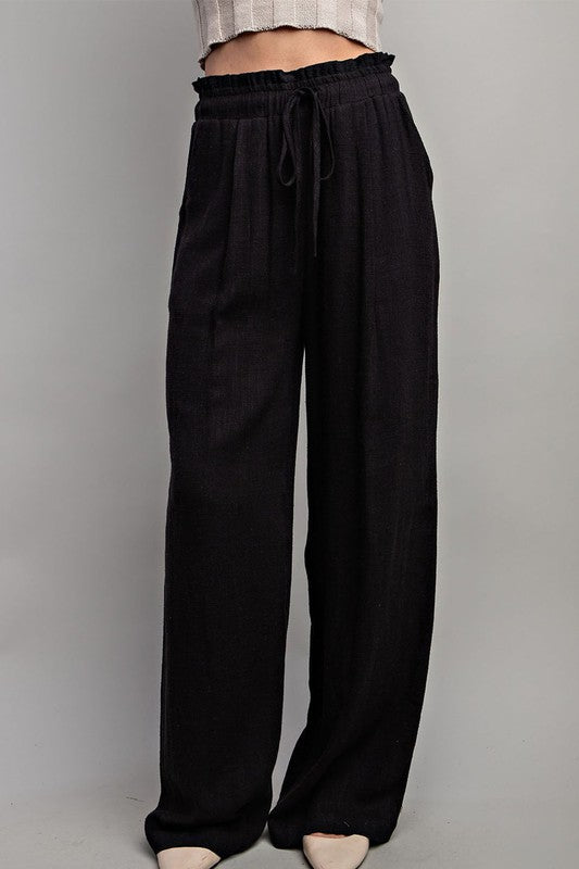 Linen Pants - Black-Pants- Hometown Style HTS, women's in store and online boutique located in Ingersoll, Ontario