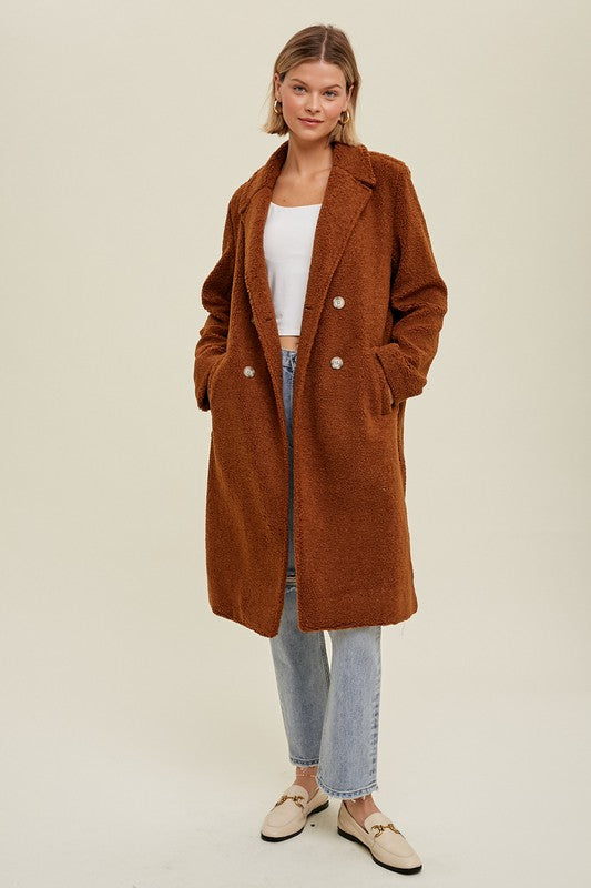 Sherpa Coat - Camel-Coats & Jackets- Hometown Style HTS, women's in store and online boutique located in Ingersoll, Ontario