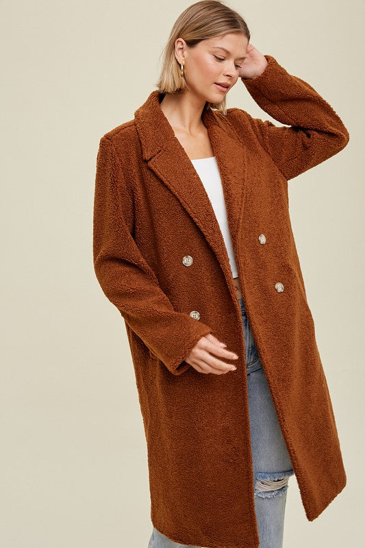 Sherpa Coat - Camel-Coats & Jackets- Hometown Style HTS, women's in store and online boutique located in Ingersoll, Ontario
