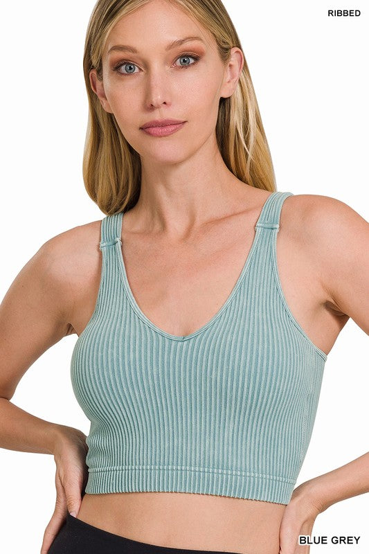 Washed Ribbed Crop - Blue Grey-Crop Top- Hometown Style HTS, women's in store and online boutique located in Ingersoll, Ontario