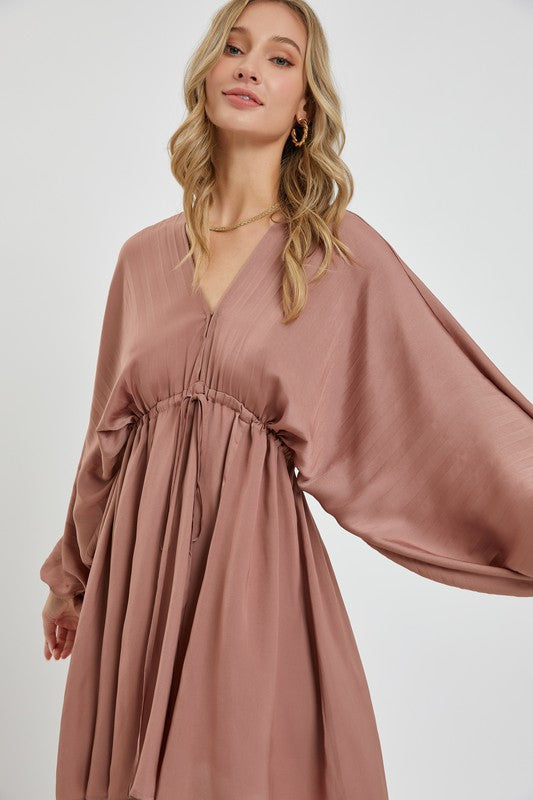 Kimono Mini Dress - Rose-Dress- Hometown Style HTS, women's in store and online boutique located in Ingersoll, Ontario