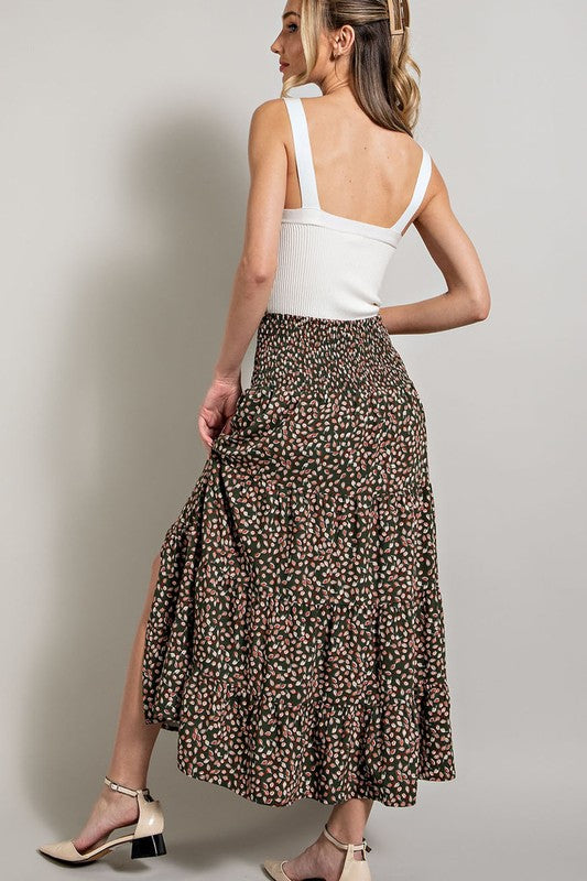 Printed Midi Skirt - Olive-Skirt- Hometown Style HTS, women's in store and online boutique located in Ingersoll, Ontario