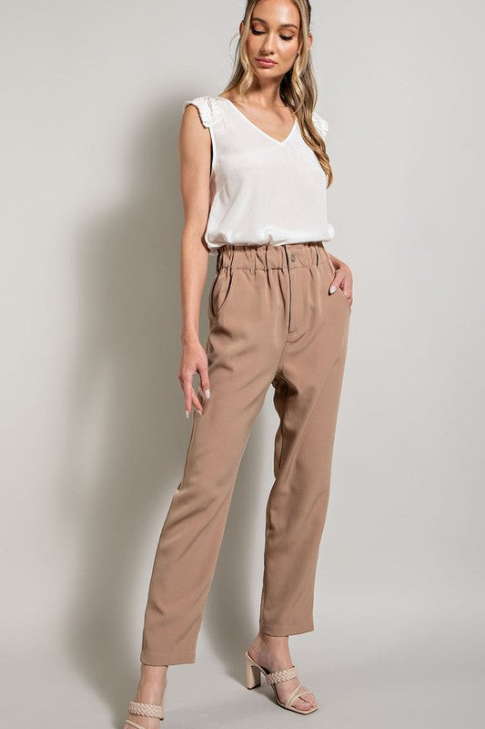 Urban CoCo Women's Straight Leg Long Pants Elastic High Waist Drawstring  Casual Trousers with Pockets : : Clothing, Shoes & Accessories