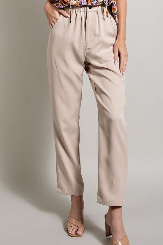 Straight Leg Dress Pants - Oatmeal-Pants- Hometown Style HTS, women's in store and online boutique located in Ingersoll, Ontario