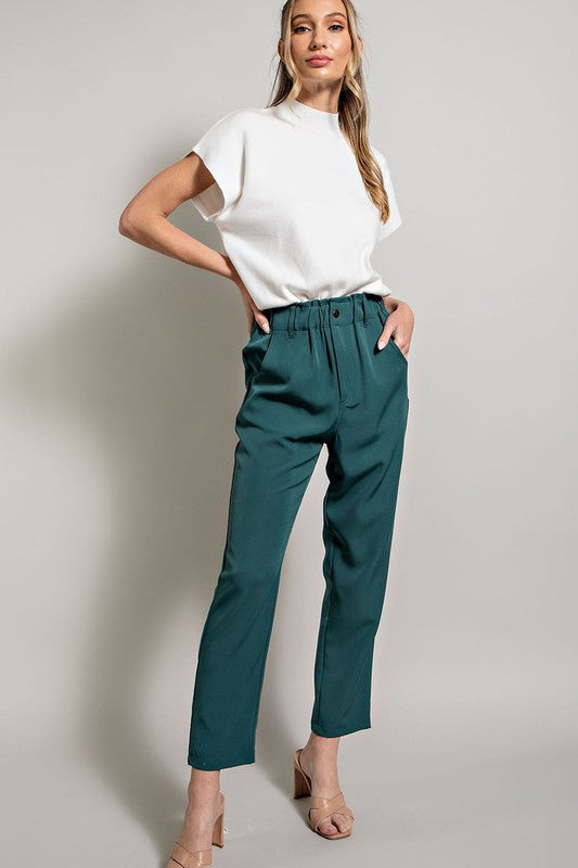 Straight Leg Dress Pants - Teal-Pants- Hometown Style HTS, women's in store and online boutique located in Ingersoll, Ontario
