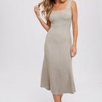 Square Neck, Midi Dress - Sand-Dress- Hometown Style HTS, women's in store and online boutique located in Ingersoll, Ontario