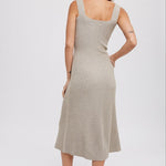 Square Neck, Midi Dress - Sand-Dress- Hometown Style HTS, women's in store and online boutique located in Ingersoll, Ontario