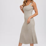 Square Neck, Midi Dress - Sand-Dress- Hometown Style HTS, women's in store and online boutique located in Ingersoll, Ontario