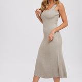 Square Neck, Midi Dress - Sand-Dress- Hometown Style HTS, women's in store and online boutique located in Ingersoll, Ontario