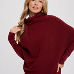 Soft Slouch Sweater - Maroon-Shirts & Tops- Hometown Style HTS, women's in store and online boutique located in Ingersoll, Ontario