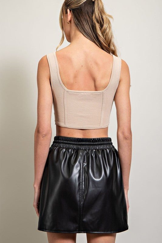 Pleather Mini Skirt - Black-Skirt- Hometown Style HTS, women's in store and online boutique located in Ingersoll, Ontario