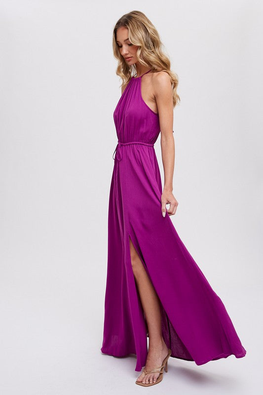 Halter Neck Maxi Dress - Orchid-Dress- Hometown Style HTS, women's in store and online boutique located in Ingersoll, Ontario