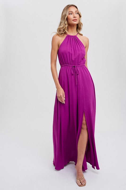 Halter Neck Maxi Dress - Orchid-Dress- Hometown Style HTS, women's in store and online boutique located in Ingersoll, Ontario