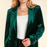 Velvet Blazer with Pockets - Hunter Green-blazer- Hometown Style HTS, women's in store and online boutique located in Ingersoll, Ontario