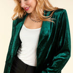 Velvet Blazer with Pockets - Hunter Green-blazer- Hometown Style HTS, women's in store and online boutique located in Ingersoll, Ontario