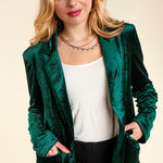 Velvet Blazer with Pockets - Hunter Green-blazer- Hometown Style HTS, women's in store and online boutique located in Ingersoll, Ontario