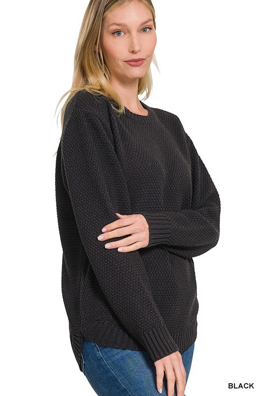 Round Neck Basic Sweater - Black-Sweater- Hometown Style HTS, women's in store and online boutique located in Ingersoll, Ontario