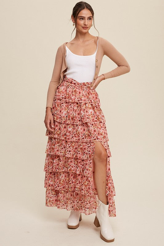 Tiered Ruffle Maxi Skirt - Pink-Skirt- Hometown Style HTS, women's in store and online boutique located in Ingersoll, Ontario