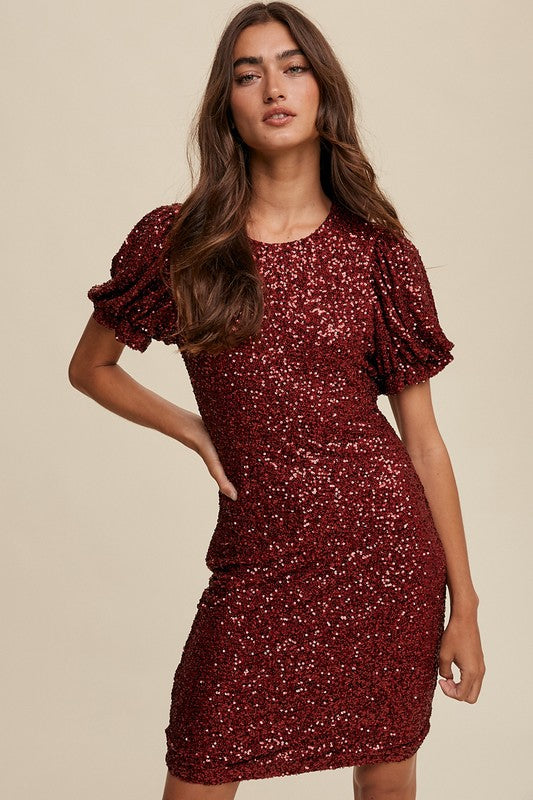 Sequin Bodycon Dress - Wine-Dress- Hometown Style HTS, women's in store and online boutique located in Ingersoll, Ontario
