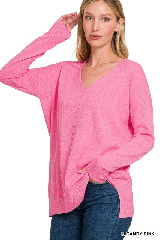 Essential Spring Sweater - Candy Pink-Sweater- Hometown Style HTS, women's in store and online boutique located in Ingersoll, Ontario