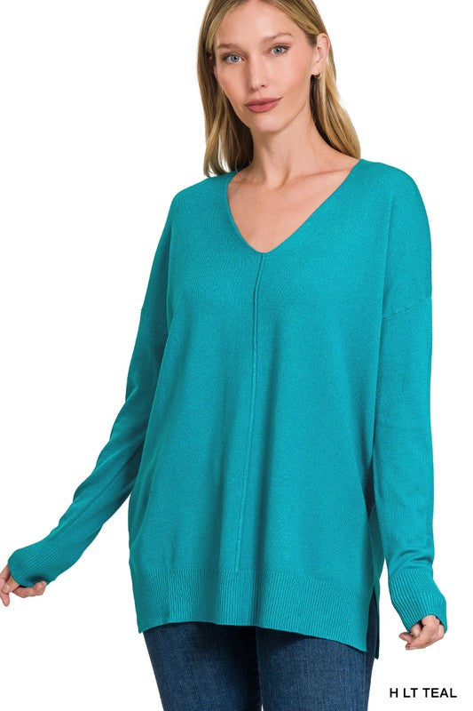 Essential Spring Sweater - Teal-Sweater- Hometown Style HTS, women's in store and online boutique located in Ingersoll, Ontario