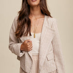 Plaid Tweed Button Front Jacket-blazer- Hometown Style HTS, women's in store and online boutique located in Ingersoll, Ontario