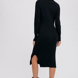 Turtleneck Ribbed Sweater Midi Dress - Black- Hometown Style HTS, women's in store and online boutique located in Ingersoll, Ontario