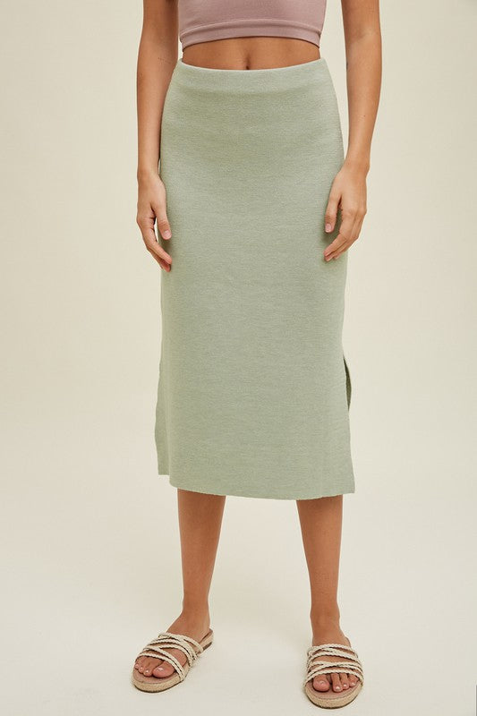 Sweater Skirt - Sage-Skirt- Hometown Style HTS, women's in store and online boutique located in Ingersoll, Ontario