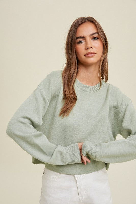 Crop Sweater - Sage-Sweater- Hometown Style HTS, women's in store and online boutique located in Ingersoll, Ontario