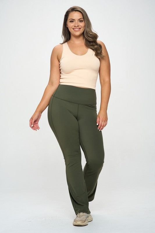 High Waisted Buttery Soft Yoga Flare - Olive-leggings- Hometown Style HTS, women's in store and online boutique located in Ingersoll, Ontario