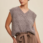 Soft Cropped Knitted Vest - Mocha-Vests- Hometown Style HTS, women's in store and online boutique located in Ingersoll, Ontario