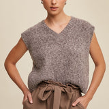 Soft Cropped Knitted Vest - Mocha-Vests- Hometown Style HTS, women's in store and online boutique located in Ingersoll, Ontario