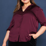 Recycled Button Down Blouse - Plum-blouse- Hometown Style HTS, women's in store and online boutique located in Ingersoll, Ontario