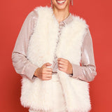 Faux Fur Vest - Cream- Hometown Style HTS, women's in store and online boutique located in Ingersoll, Ontario