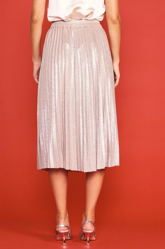 Pleated Midi Skirt - Blush-Skirt- Hometown Style HTS, women's in store and online boutique located in Ingersoll, Ontario